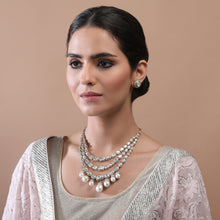 Load image into Gallery viewer, 14K GOLD DIAMOND FUSION NECKLACE WITH  PEARL AND DIAMOND HANGINGS