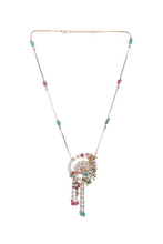 Load image into Gallery viewer, 18K GOLD  POLKI NECKLACE STUDDED WITH PEARL AND NATURAL GEM STONES