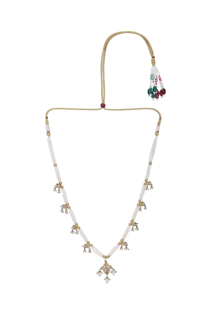 22K GOLD  POLKI NECKLACE WITH PEARL STRINGS