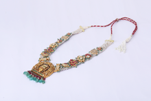 Load image into Gallery viewer, 22K GOLD  POLKI NECKLACE STUDDED WITH RUBY,  EMERALD AND PEARLS