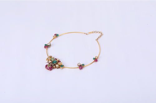 18K GOLD  POLKI NECKLACE STUDDED WITH RUBY & EMERALD