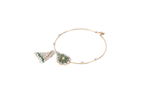 Load image into Gallery viewer, 18K GOLD  POLKI FUSION NECKLACE STUDDED WITH EMERALD AND PEARL HANGGINGS