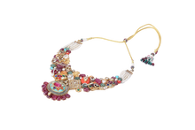 Load image into Gallery viewer, 18K GOLD  POLKI NECKLACE STUDDED WITH TOURMALINE, CORAL, RUBY &amp; DIAMONDS