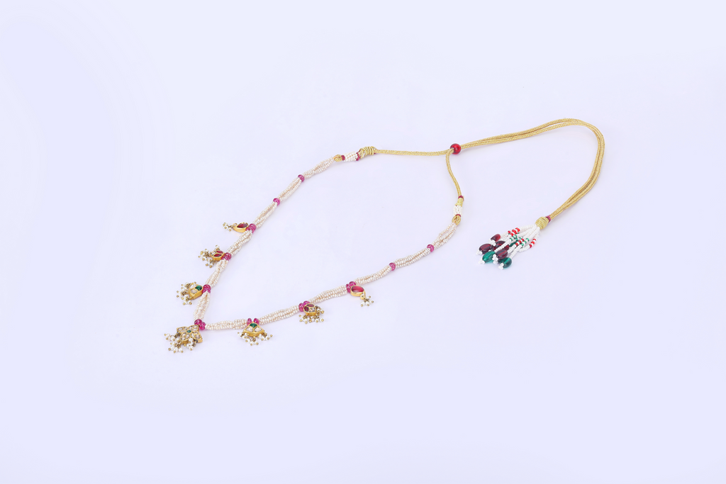 22K GOLD  POLKI NECKLACE WITH PEARLS