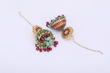 Load image into Gallery viewer, 22K GOLD  POLKI EARRINGS WITH RUBY AND PEARLS