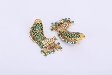 Load image into Gallery viewer, 22K GOLD POLKI EARRINGS STUDDED WITH NATURAL GEM STONES