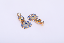 Load image into Gallery viewer, 18K GOLD DIAMOND FUSION EARRINGS WITH BLUE SAPPHIRES