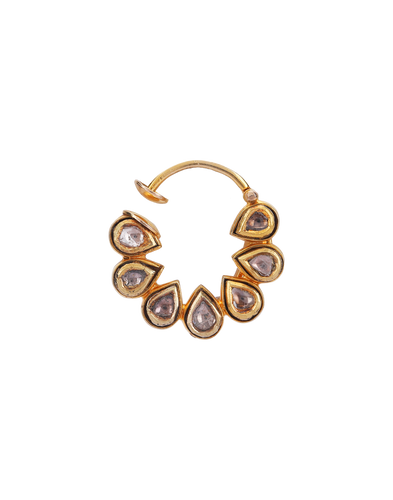 18K GOLD  NOSE RING STUDDED WITH UNCUT DIAMOND