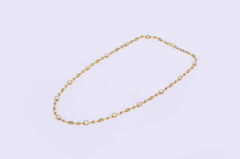 18K GOLD FUSION NECKLACE STUDDED WITH UNCUT DIAMONDS