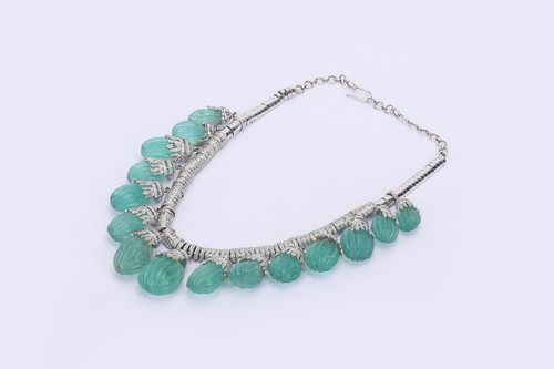 18K GOLD NECKLACE STUDDED WITH DIAMOND & NATURAL STONES