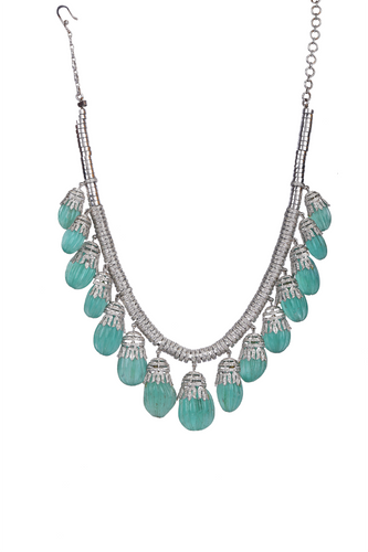 18K GOLD NECKLACE STUDDED WITH DIAMOND & NATURAL STONES