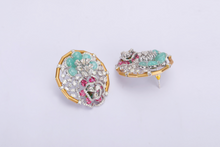 Load image into Gallery viewer, 18K GOLD EARRINGS STUDDED WITH EMERALD RUBY &amp; DIAMONDS