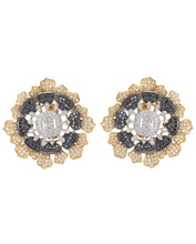 Load image into Gallery viewer, 18K GOLD EARRINGS STUDDED BLACK, YELLOW AND WHITE NATURAL DIAMONDS