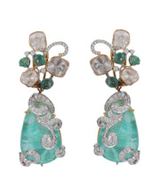 Load image into Gallery viewer, 14K GOLD DIAMOND FUSION EARRINGS WITH FLUORITE AND DIAMONDS