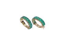 Load image into Gallery viewer, 14K GOLD HOOPS STUDDED WITH EMERALDS
