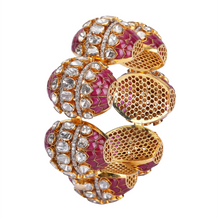 Load image into Gallery viewer, 18K GOLD POLKI FUSION  BRACELET STUDDED WITH NATURAL GEMSTONES