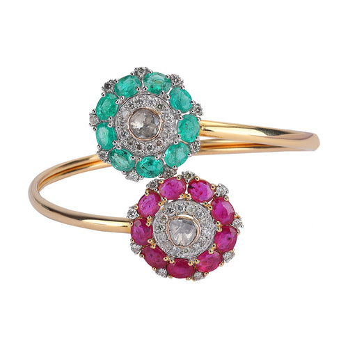 14K GOLD BRACELET STUDDED WITH  POLKI & DIAMONDS