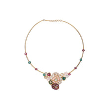 Load image into Gallery viewer, 18K GOLD  POLKI FUSION NECKLACE STUDDED WITH RUBY AND  EMERALDS