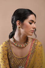 Load image into Gallery viewer, 18K GOLD POLKI NAVRATAN HASLI NECKLACE STUDDED WITH NATURAL GEM STONES