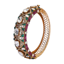 Load image into Gallery viewer, 18K GOLD POLKI FUSION  BRACELET STUDDED WITH DIAMOND AND NATURAL GEMSTONES