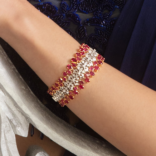 Tasveer Diamond And Ruby  Bracelet