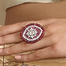 Load image into Gallery viewer, Tasveer Ring with Diamonds and Pink Stone