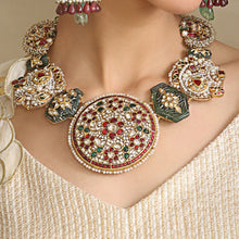 Load image into Gallery viewer, Tasveer Neckalce Stud with Ruby, Emerald and Uncut