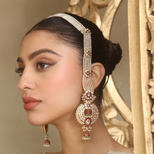 Load image into Gallery viewer, Tasveer White Pink Chand Balis with Multi Pearls Strings