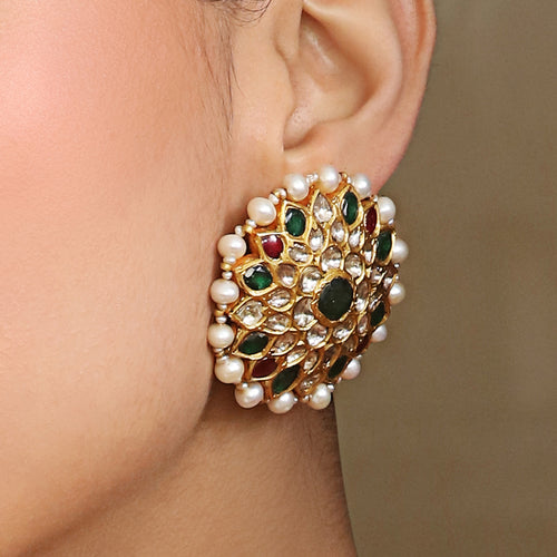 Tasveer Green Red Round Earrings
