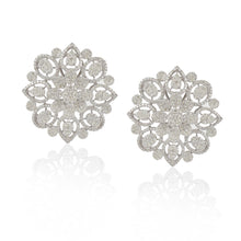 Load image into Gallery viewer, Oh So Luxe White Flower Ear Studs