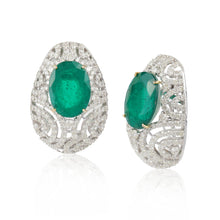 Load image into Gallery viewer, Oh So Luxe Green Oblong Ear Studs