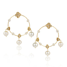 Load image into Gallery viewer, Boutique Kundan White Round Hoops
