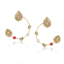 Load image into Gallery viewer, Boutique Kundan White Crescent Hoops