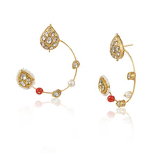 Load image into Gallery viewer, Boutique Kundan White Crescent Hoops