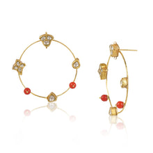 Load image into Gallery viewer, Boutique Kundan White Round Hoops