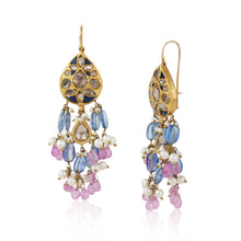 Load image into Gallery viewer, Boutique Kundan Blue Pan Jhumkis