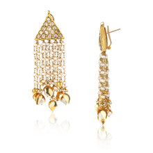 Load image into Gallery viewer, Boutique Kundan White Triangle Long Earrings