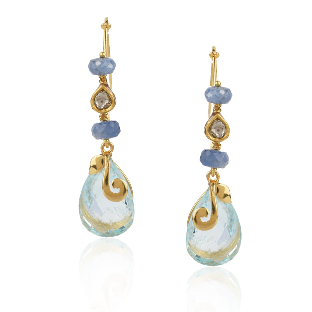 Boutique Kundan Blue Drop Earrings