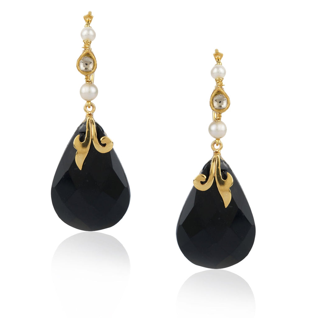 Boutique Kundan Black Drop Earrings