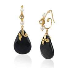 Load image into Gallery viewer, Boutique Kundan Black Drop Earrings