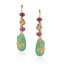 Load image into Gallery viewer, Boutique Kundan Green Drop Earrings