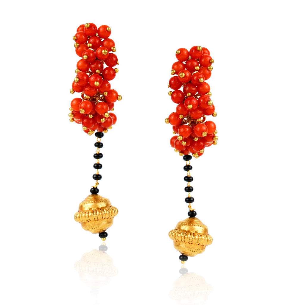 Boutique Kundan Orange Cluster Earrings