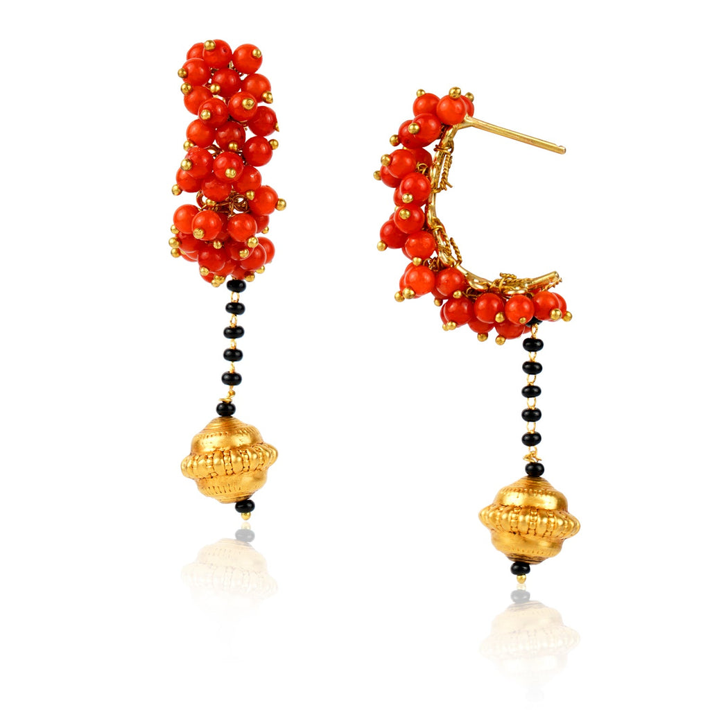 Boutique Kundan Orange Cluster Earrings