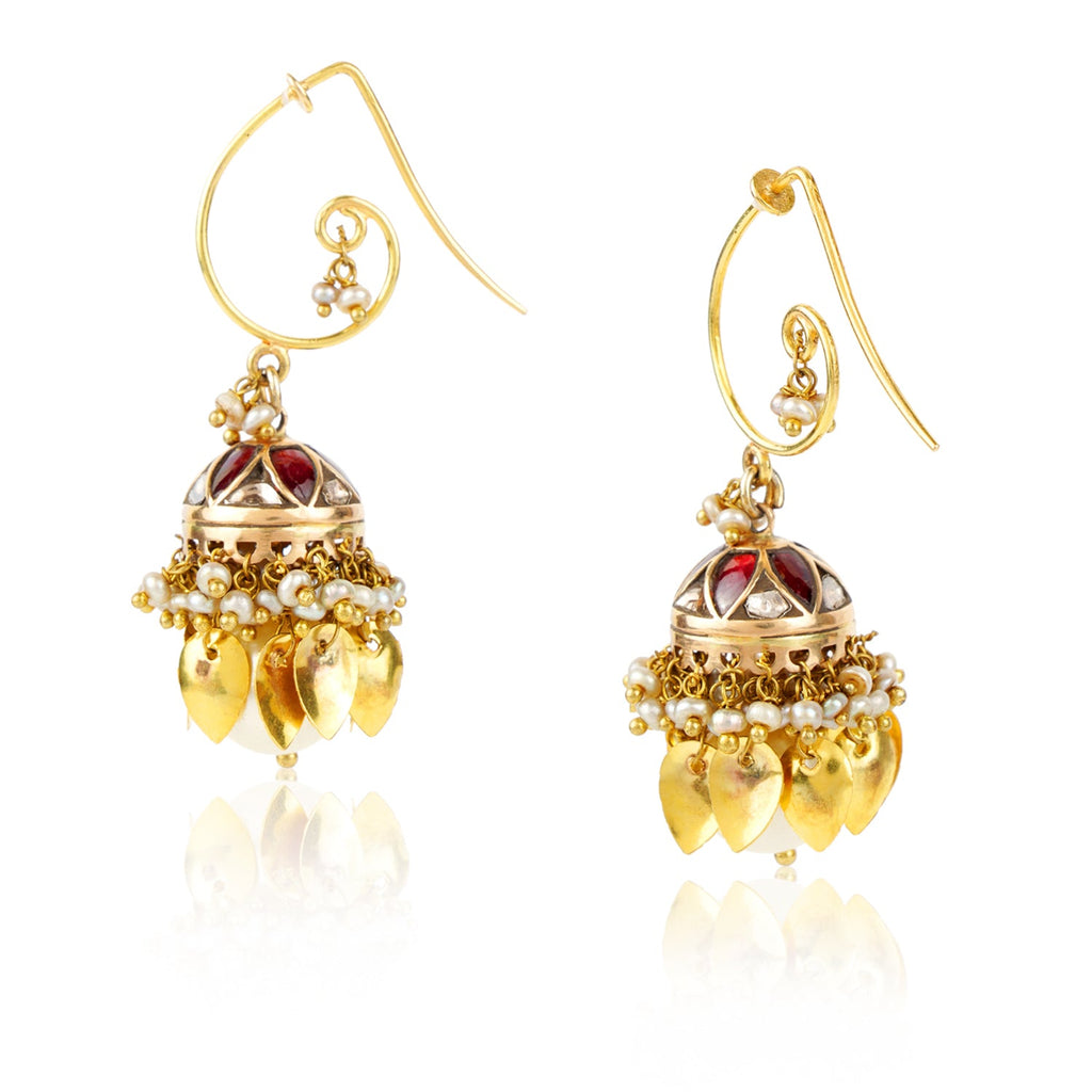 Boutique Kundan Red Bell Jhumkis