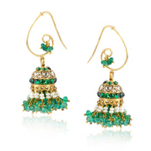 Load image into Gallery viewer, Boutique Kundan Green Bell Jhumkis