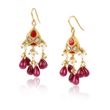 Load image into Gallery viewer, Boutique Kundan Red Leaf Earrings