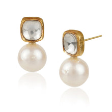 Load image into Gallery viewer, Boutique Kundan White Quare Studs