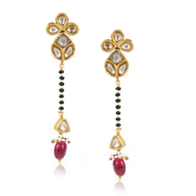 Load image into Gallery viewer, Boutique Kundan Red Leaf Long Earrings