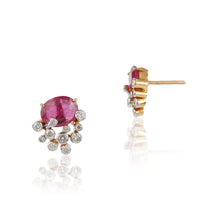 Load image into Gallery viewer, Oh So Luxe Red Flower Ear Studs
