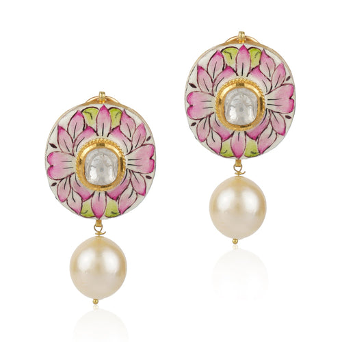 Boutique Kundan Pink Round Studs